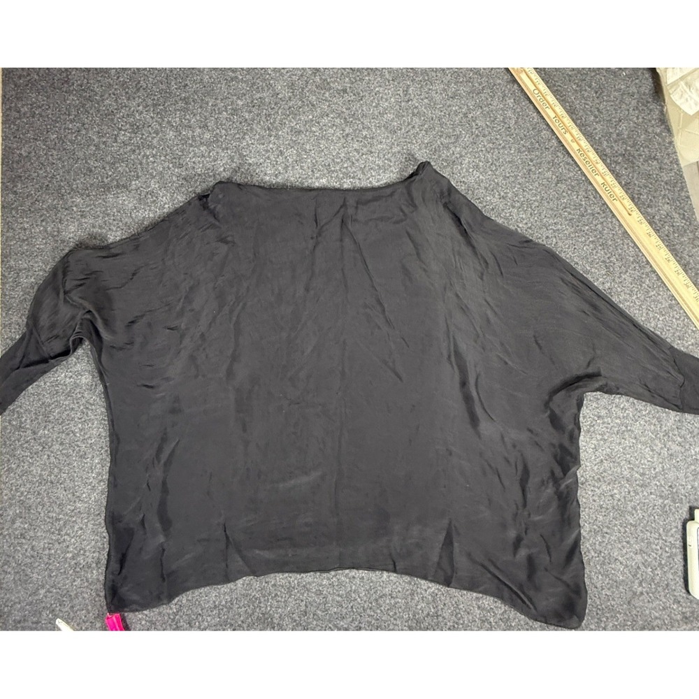 Baci Top Womens M/L Black Silk Blend Lagenlook Batwing Sleeve Made in Italy - Picture 7 of 11